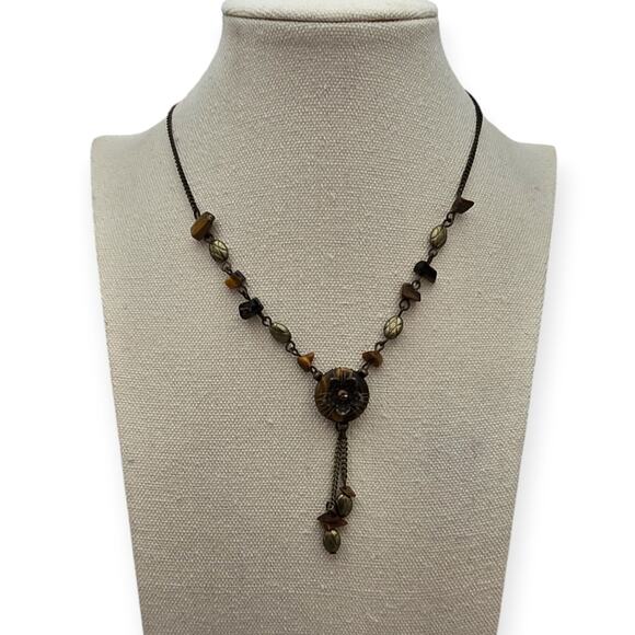 Bronze Floral Pendant Necklace – Boho Witchy Dark Academia – Vintage Revival - Picture 1 of 8